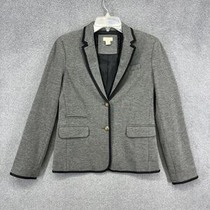 J Crew Blazer Womens 4 Gray Preppy Trim Button Front Lined Classic Office Jacket